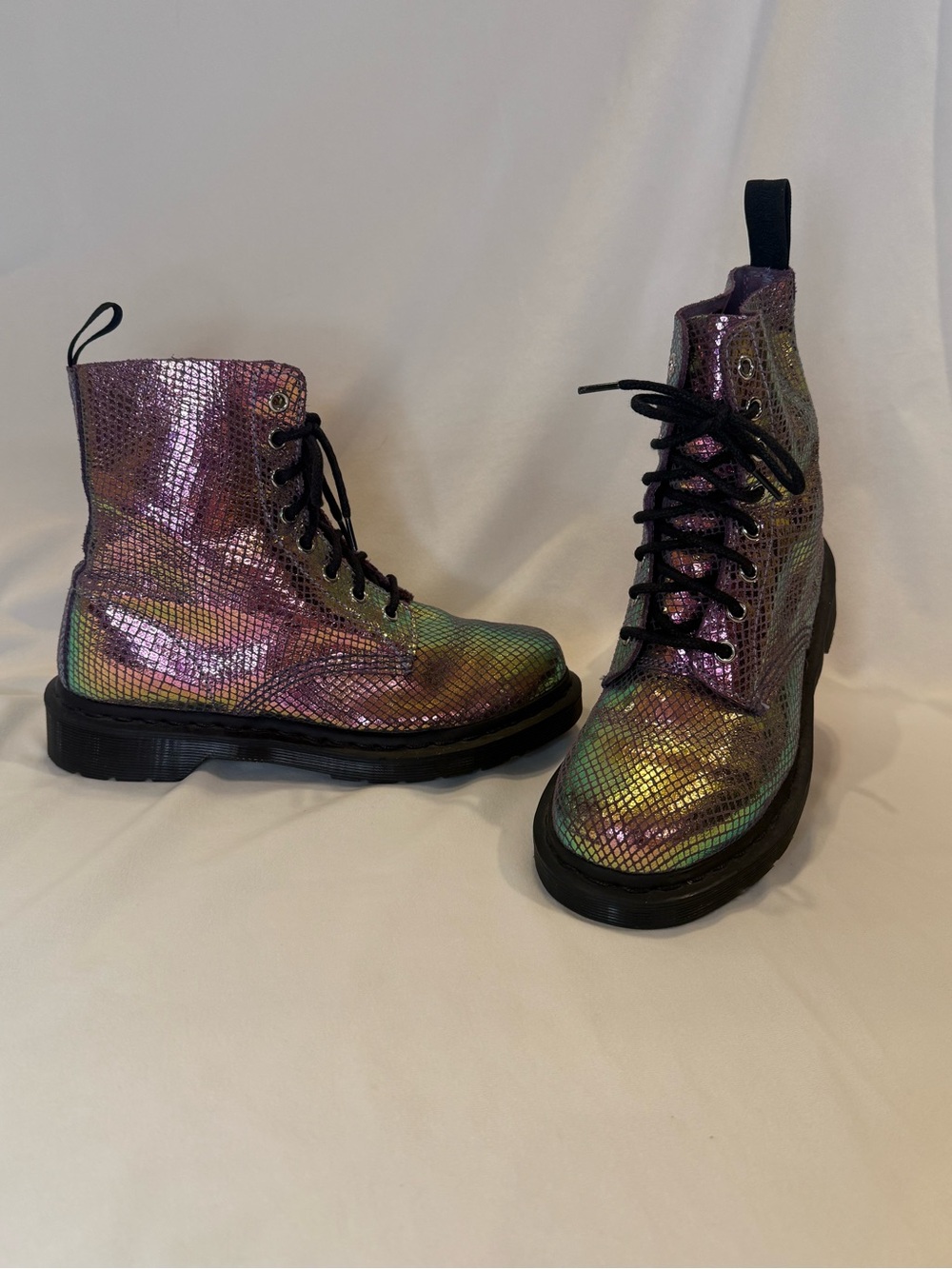 Dr. Martens 1460 Pascal Snake Metallic Suede Iridescent Combat Boot Sz 7 - Picture 4 of 16